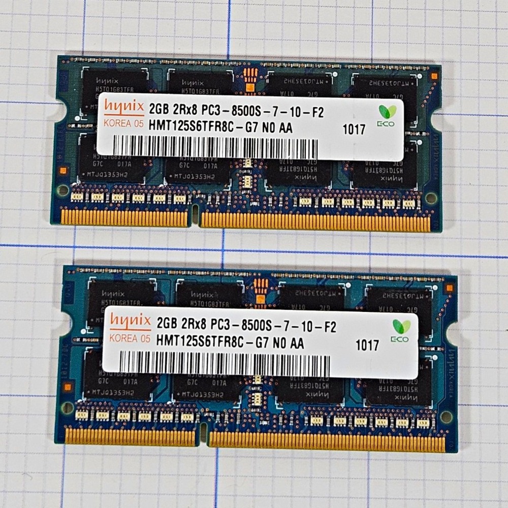 Hynix 4GB 2x2GB DDR3 SDRAM PC3-8500S SO-DIMM RAM HMT125S6TFR8C-G7